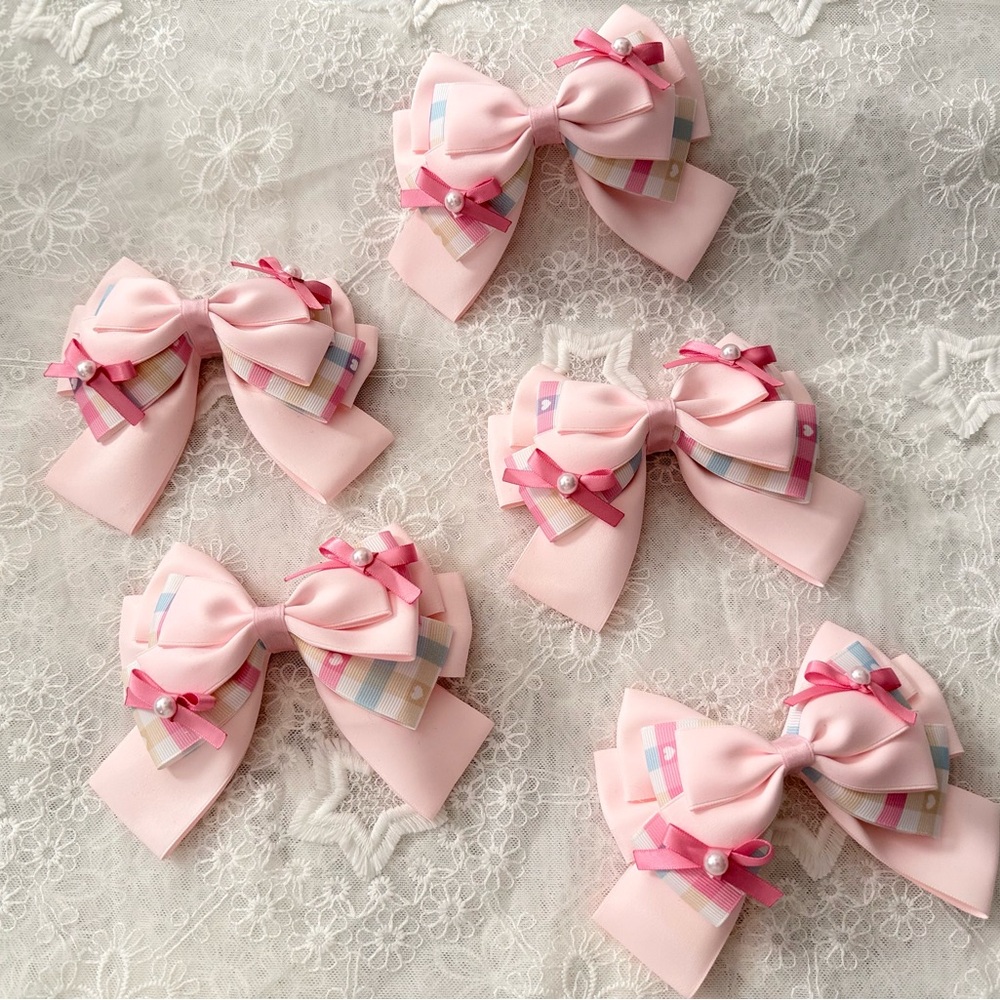 Pink Bow Hair Clips for Kids